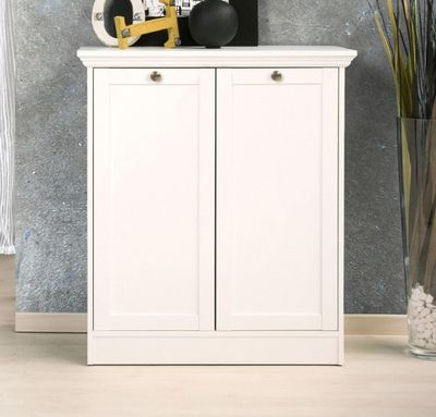 Buffet haut 2 portes LANDZY-blanc - 80x35x90 cm- retour tran…