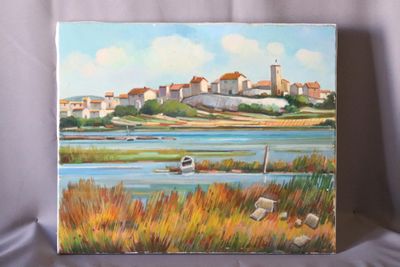 Max TOUTAIN (1935-2006) "Bages vu de l'étang"