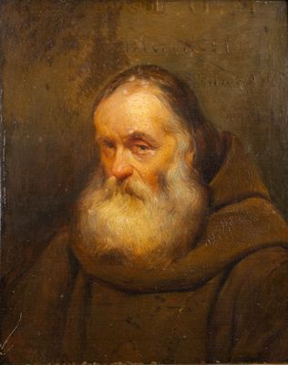 a painting of an old man with a long beard and a brown robe
