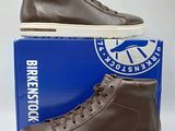 baskets montantes en cuir marron pour homme, avec semelles blanches