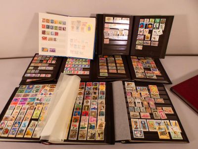 a lot of stamps in a folder on the table