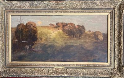 a painting of a herd of sheep in a field