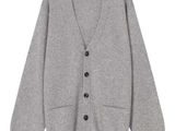 a close up of a sweater with buttons on a white background