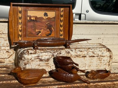 Canards, lézard, plateau ... artisanat malgache, lot regroup…