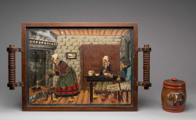une photo d'une photo représentant une femme et un homme assis à une table