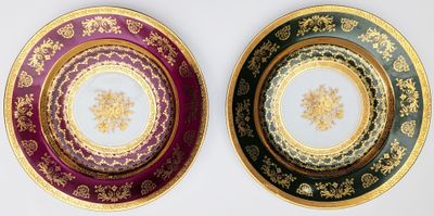LIMOGES - Louis Feuillade Paire de plats en porcelaine à déc…