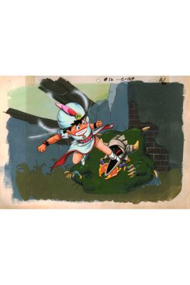 animation art of a cartoon character with a sword in his hand