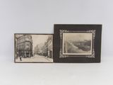 une photo d'une photo d'une rue et une photo d'un immeuble