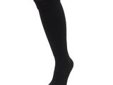 a pair of black socks on a white background