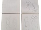 two drawings of a woman and a man on a sheet of paper
