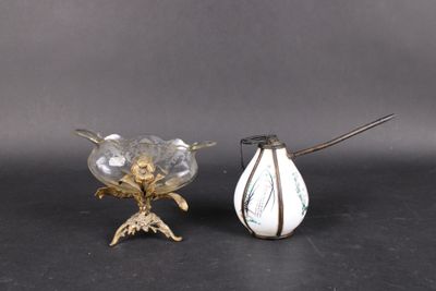 pair of silver and glass vases on a black surface