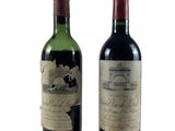 deux bouteilles de vin posées l'une à côté de l'autre sur une surface blanche