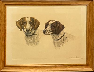 Léon DANCHIN (1887-1938) Deux Épagneuls
