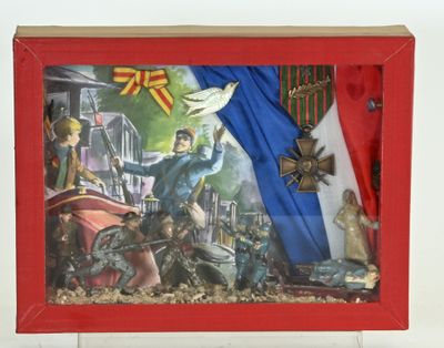 Diorama présenté dans une vitrine de fabrication artisanale (20x26cm), - Photo 1