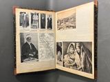 an open book with pictures of people and a map on it