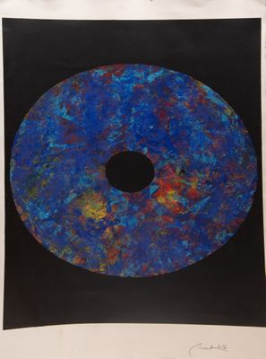 une image représentant un tableau montrant un cercle bleu percé d'un trou au milieu