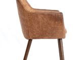 brown leather chair with wooden legs on a white background