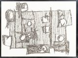 un dessin en noir et blanc représentant un dessin d'une pièce