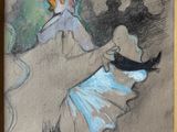 une image d'un tableau représentant une femme en robe bleue