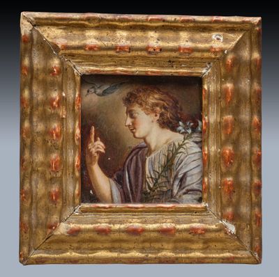 an image of a painting of a woman holding a bird in her hand