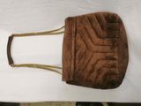 vintage brown sued purse with gold chain strap