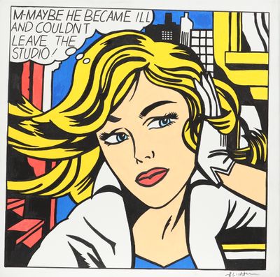 an image of a painting of a woman talking on a cell phone