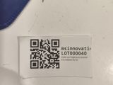 a qr code on the back of a blue and white chair