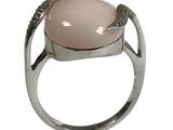sterling silver ring with rose quartz and diamond accents