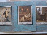 three pictures of a man and a woman in a living room