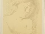 a drawing of a woman ' s face with her eyes closed