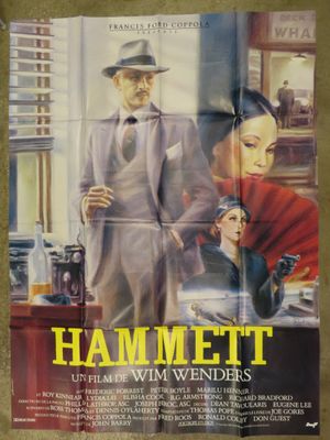 an old movie poster of a man and a woman standing in front of a window