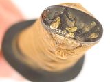 a close up of a wine bottle with a cork stopper