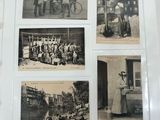 several old black and white photos of men and women and horses