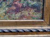 an image of a painting of a woman sitting on a bench in a park