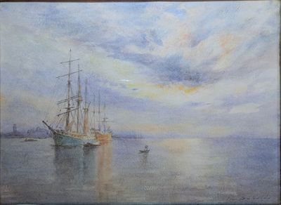 Léon François DULUARD (1871-1953) , Voiliers dans la lagune …
