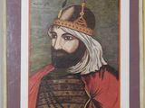 an old picture of a man with a crown on his head