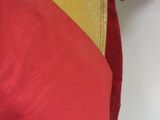 a person holding a red and yellow flag in their hand