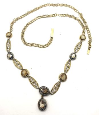 Collier ras de cou en or jaune 18K 750ml et argent, composé d'une chaî - Photo 1