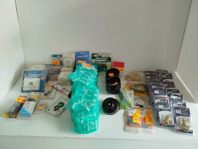 many items that are sitting on a white table
