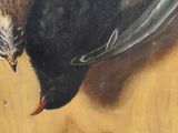 a painting of a bird that is sitting on a table