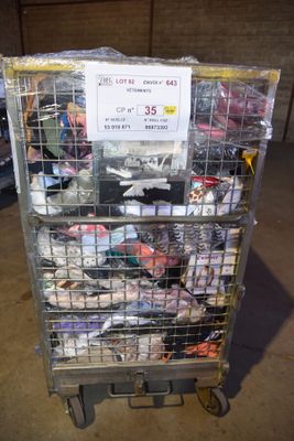 a cart with a lot of shoes in it