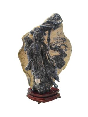 important bloc de pierre dure sculpté en bas-relief (lapis-l…