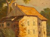 an image of a painting of a house by the water
