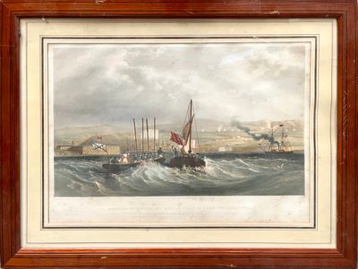 une image d'une peinture représentant un bateau dans l'eau