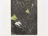 une image représentant un dessin en noir et blanc orné de triangles verts