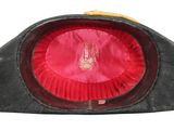 a black hat with a red lining on it