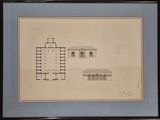 une image représentant un dessin d'un bâtiment dans un cadre