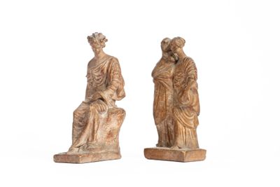 Réunion de deux statuettes en plâtre patiné dans le goût de … - Photo 1