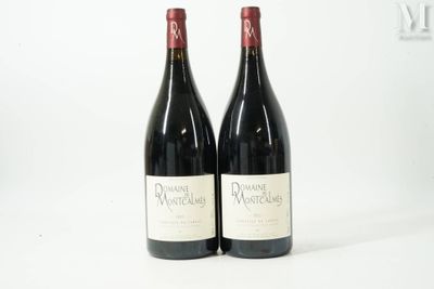 deux bouteilles de vin rouge posées l'une à côté de l'autre sur une surface blanche
