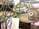 many chairs and tables that are sitting in a room